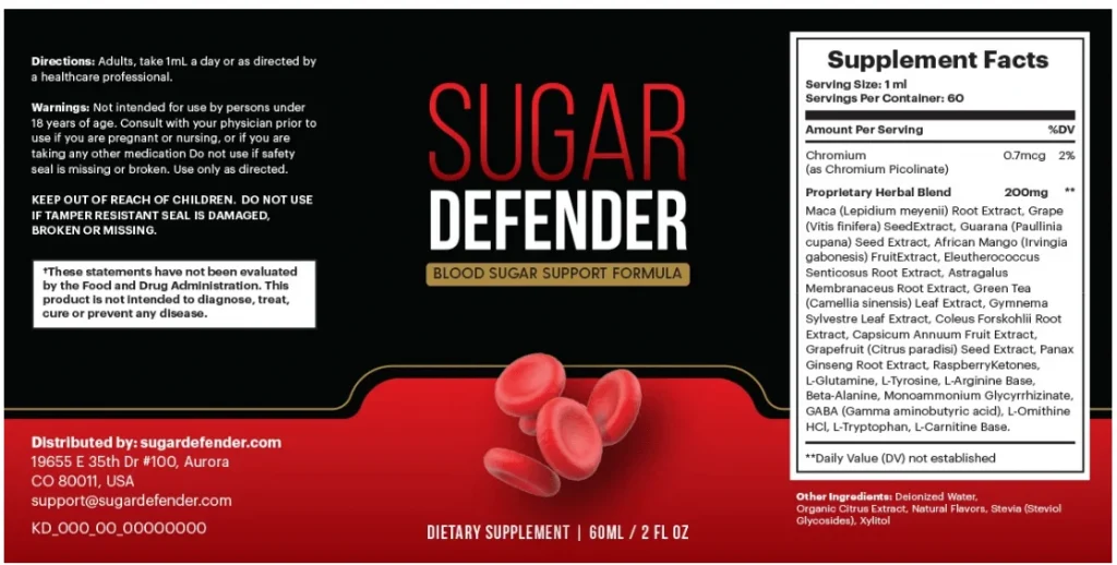 Sugar Defender Kosttilskuddfakta